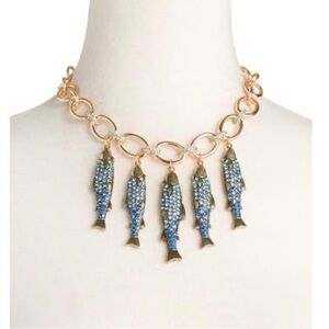 BETSEY JOHNSON MERMAID JEWELS  CRYSTALS SARDINES FISH CHARM NECKLACE